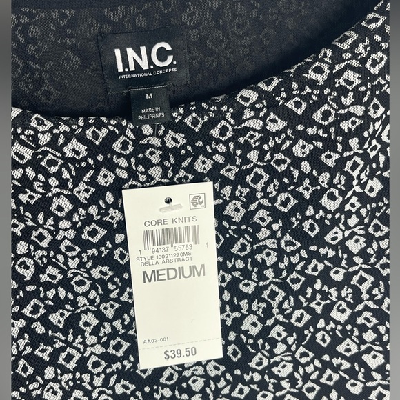 INC International Concepts Black and White Printed Mesh Sleeveless Tank Size M - Picture 2 of 12